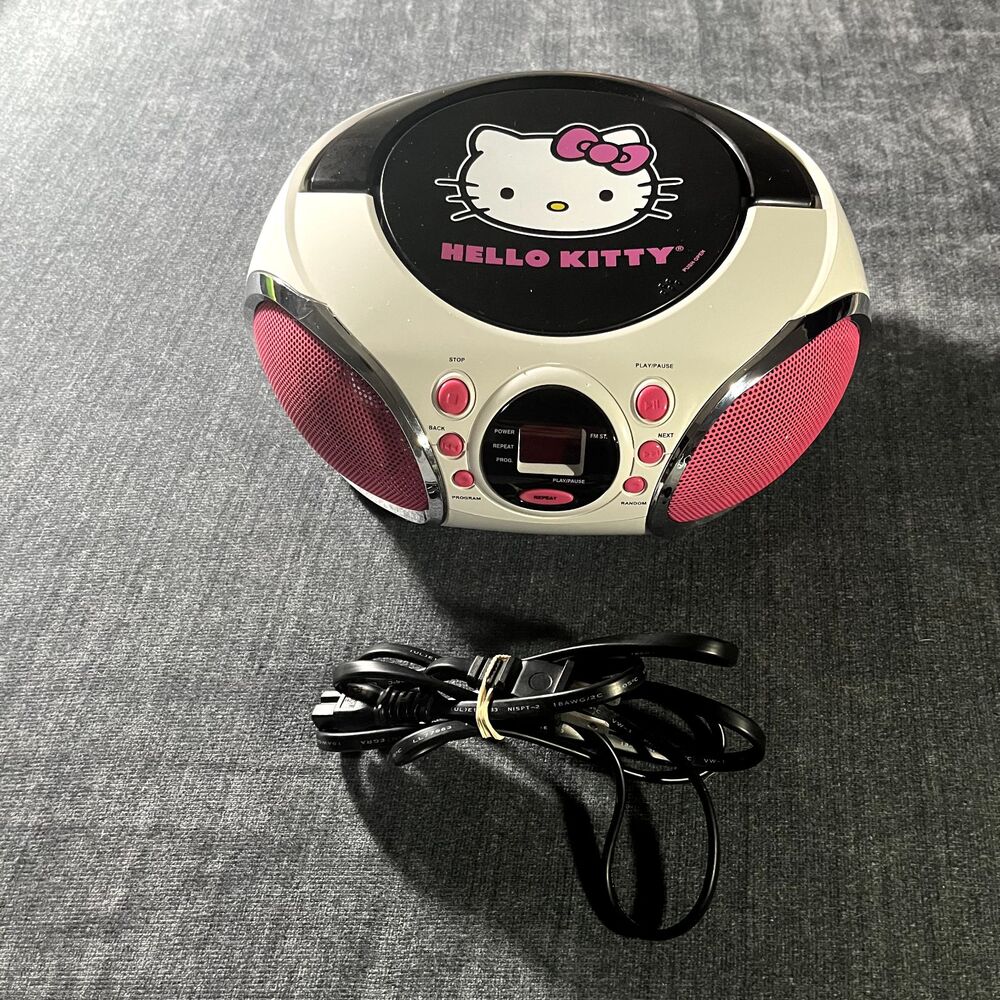 Hello Kitty CD Player Radio Stereo Boombox 2016 KT2026MBY Tested WORKS